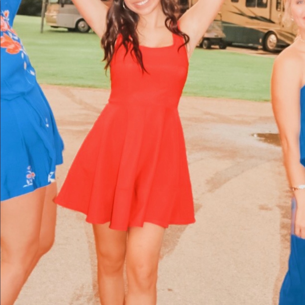 Super Cute Red Lulus skater dress! - Picture 1 of 4